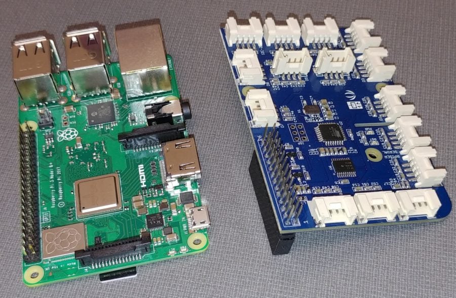 Raspberry Pi (left) and GrovePi (right)